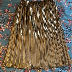 Ya Los Angeles Metallic Gold A-Line Skirt